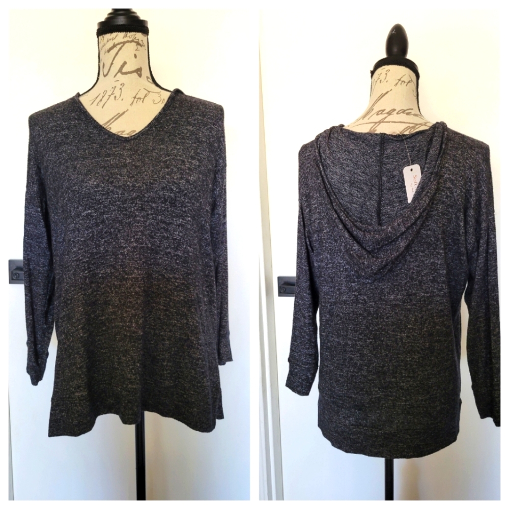 NWT Soft‎ Surroundings Heatered Charcoal Super Soft Lightweight Hoodie Petite M